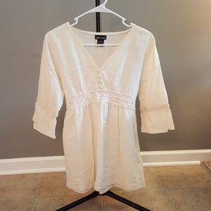 Cream Blouse with Crochet Detail
